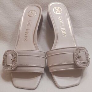 Brand NWOT Sam and Libby Kandie Slide Ivory and Gold Sandal